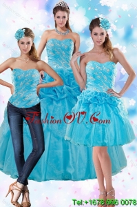 Sophisticated Teal Detachable Quinceanera Skirts with Embroidery and Pick Ups