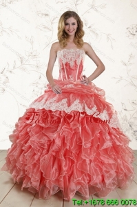 2015 Fashionable and Lovely Strapless Quinceanera Dresses in Watermelon