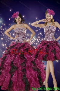 Luxurious and Lovely Multi Color Strapless Dress for Quince with Leopard Print
