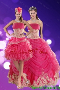 2015 Exquisite and Lovely Hot Pink Quinceanera Dresses with Beading and Lace