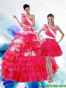 2015 Unique and Lovely Multi Color Quince Dresses with Ruffled Layers and Beading