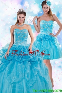 Exquisite and Lovely Appliques and Pick Ups Teal Quinceanera Dresses for 2015