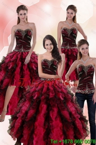 Wonderful and Lovely Multi Color Dresses for Quince with Ruffles and Beading