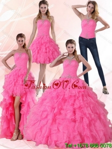 Fashionable and New style Strapless Floor Length Quinceanera Dress with Beading and Ruffles