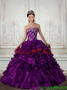 New style Ball Gown Strapless Quinceanera Dress with Embroidery and Ruffles