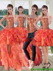 New style Strapless Multi Color Dress for Quinceanera with Beading and Ruffles