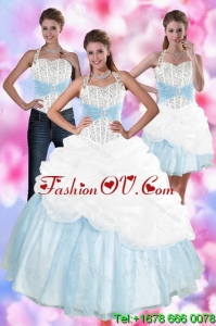 2015 New style Multi Color Quince Dresses with Pick Ups and Beading