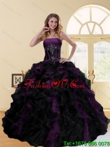 2015 Wonderful and New Style Multi Color Strapless Quinceanera Dresses with Ruffles and Beading