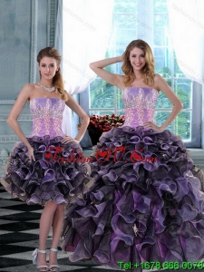 2015 Elegant and Pretty Appliques and Ruffles Quinceanera Dresses in Multi Color