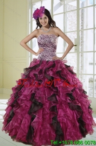 2015 Unique and Pretty Ball Gown Dress for Quinceanera with Leopard Print