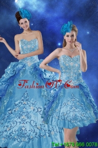 Beautiful and Pretty Teal 2015 Quince Dresses with Embroidery and Pick Ups