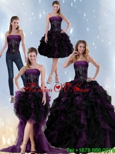 Exclusive and Pretty Multi Color Strapless Quinceanera Dresses with Beading and Ruffles
