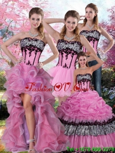Pretty Zebra Printed Multi Color Quinceanera Dress with Pick Ups and Appliques