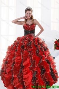 2015 Modern and Pretty Multi Color Beading and Ruffles Dresses for Quince