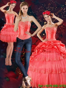 2015 Pretty Strapless Quinceanera Dresses with Pick Ups and Beading