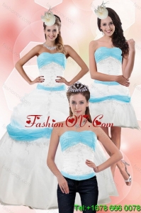 Elegant and Unique Strapless Ball Gown Quinceanera Dress with Appliques for 2015