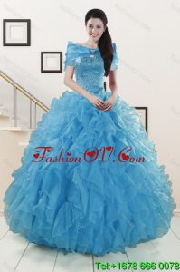 2015 New Style Strapless Sweet 15 Dresses with Beading and Ruffles