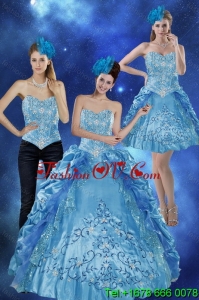 2015 Unique Sweetheart Teal Quinceanera Gown with Embroidery and Pick Ups