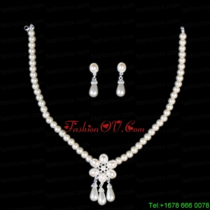 Vintage Style Pearl With Alloy Plated Necklace And Earring Set