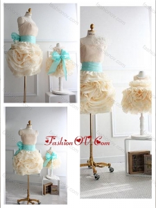 Unique Rolling Flowers Prom Dress with Sashes and Discount Scoop Little Girl Dress with Rolling Flowers
