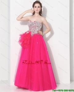 2015 New Style Hot Pink Sweet Sixteen Dresses with Rhinestones
