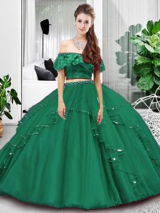 Designer Off The Shoulder Sleeveless Tulle Sweet 16 Dress Lace and Ruffles Lace Up