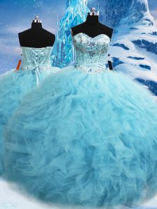 Fitting Tulle Sleeveless Floor Length Sweet 16 Quinceanera Dress and Beading and Pick Ups