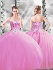 Lilac Sweetheart Neckline Beading Quinceanera Gowns Sleeveless Lace Up