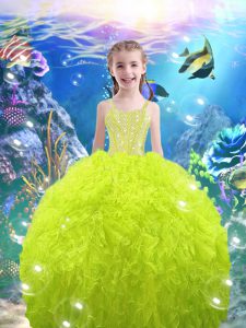 Elegant Sleeveless Organza Lace Up Child Pageant Dress for Quinceanera and Wedding Party