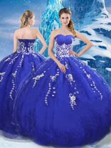 Latest Sleeveless Lace Up Floor Length Appliques Sweet 16 Dress