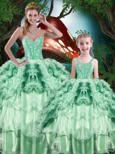 Sleeveless Beading and Ruffles and Ruffled Layers Lace Up Quinceanera Dress