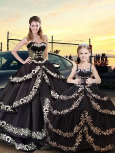 Beautiful Sleeveless Lace Up Floor Length Embroidery and Ruffled Layers Sweet 16 Dresses