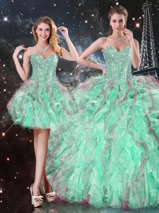 Floor Length Turquoise Quinceanera Gowns Sweetheart Sleeveless Lace Up