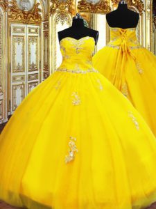 Fashionable Sleeveless Lace Up Floor Length Beading and Appliques Vestidos de Quinceanera