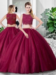 Inexpensive Lace and Ruching Sweet 16 Dresses Fuchsia Zipper Sleeveless Floor Length