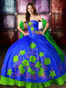 Hot Selling Ball Gowns Sweet 16 Dresses Multi-color Strapless Satin Sleeveless Floor Length Lace Up
