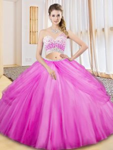 Best Selling Sleeveless Tulle Floor Length Criss Cross Sweet 16 Dress in Lilac with Beading and Ruching and Pick Ups