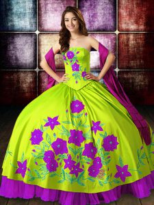 Multi-color Sleeveless Satin Lace Up Quinceanera Gown for Military Ball and Sweet 16 and Quinceanera