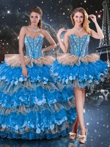Sweetheart Sleeveless Lace Up Quinceanera Dresses Multi-color Organza
