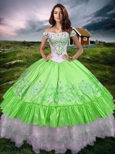Dynamic Sleeveless Floor Length Beading and Embroidery and Ruffled Layers Lace Up Sweet 16 Dresses