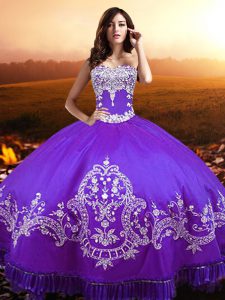 Romantic Floor Length Purple Quinceanera Dress Sweetheart Sleeveless Lace Up