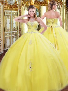 Traditional Sleeveless Lace Up Floor Length Beading and Appliques Quinceanera Dress