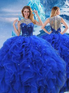 Floor Length Ball Gowns Sleeveless Royal Blue Sweet 16 Quinceanera Dress Zipper