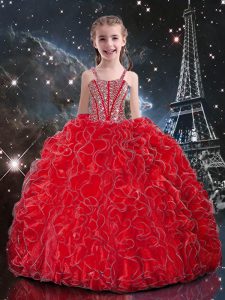 New Arrival Organza Sleeveless Floor Length Little Girls Pageant Gowns and Beading and Ruffles