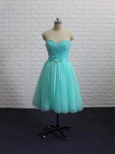 Apple Green Prom Dresses Prom and Party and Sweet 16 with Beading Sweetheart Sleeveless Lace Up