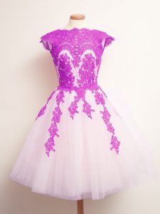 Sleeveless Mini Length Appliques Lace Up Wedding Party Dress with Multi-color