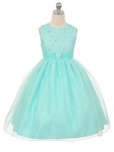 Sweet Ball Gowns Little Girls Pageant Gowns Apple Green Scoop Tulle Sleeveless Knee Length Lace Up