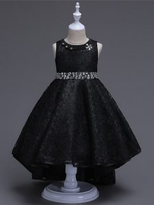 Superior Scoop Sleeveless Lace Little Girls Pageant Gowns Beading Lace Up
