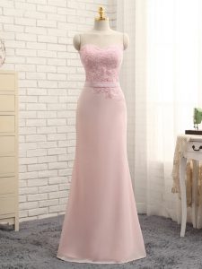 Fantastic Chiffon Sleeveless Floor Length Dama Dress for Quinceanera and Lace