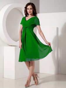 Green Short Sleeves Chiffon Zipper Mother Dresses for Prom and Party